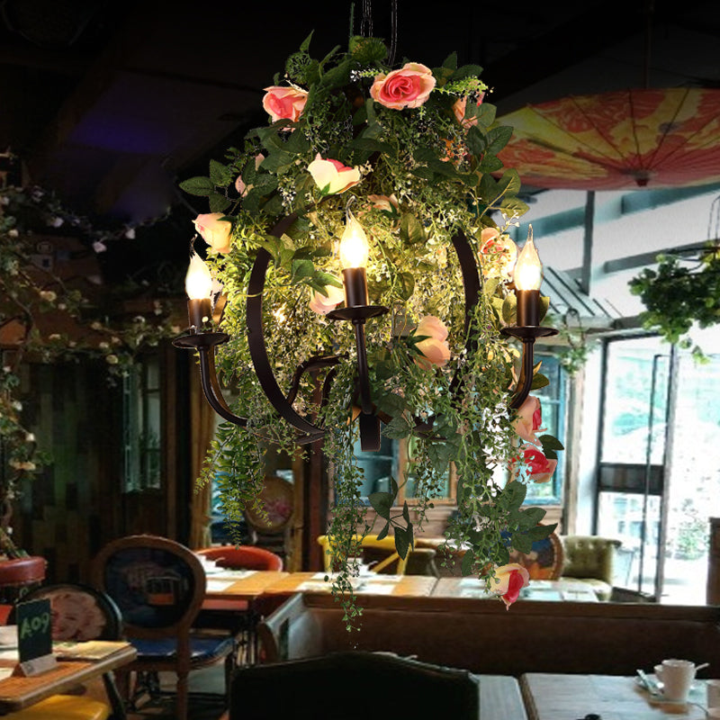 Industriële kandelaar hanglamp lampje armatuur 5 lampen metalen led hangende lampkit in groen voor restaurant