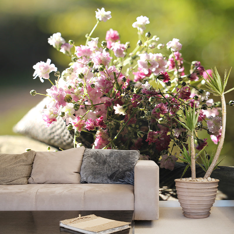 Gypsophila Flowers Wall Murals Stain Resistant Wall Decoration for Sleeping Room