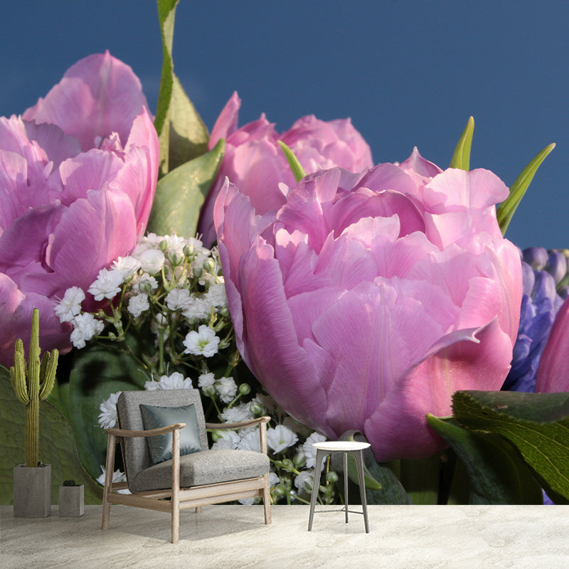 Gypsophila Flowers Wall Murals Stain Resistant Wall Decoration for Sleeping Room