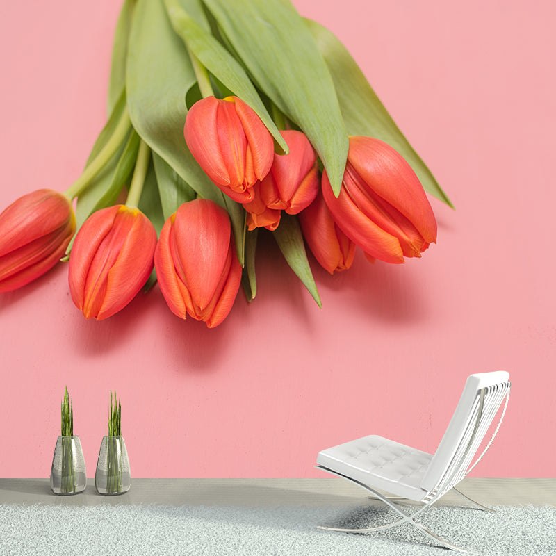 Blossom Tulip Mural Decal Stain Resistant Modern Girls Bedroom Wall Covering