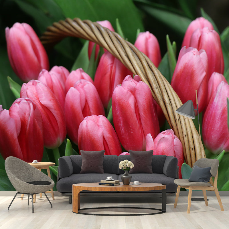 Blossom Tulip Mural Decal Stain Resistant Modern Girls Bedroom Wall Covering