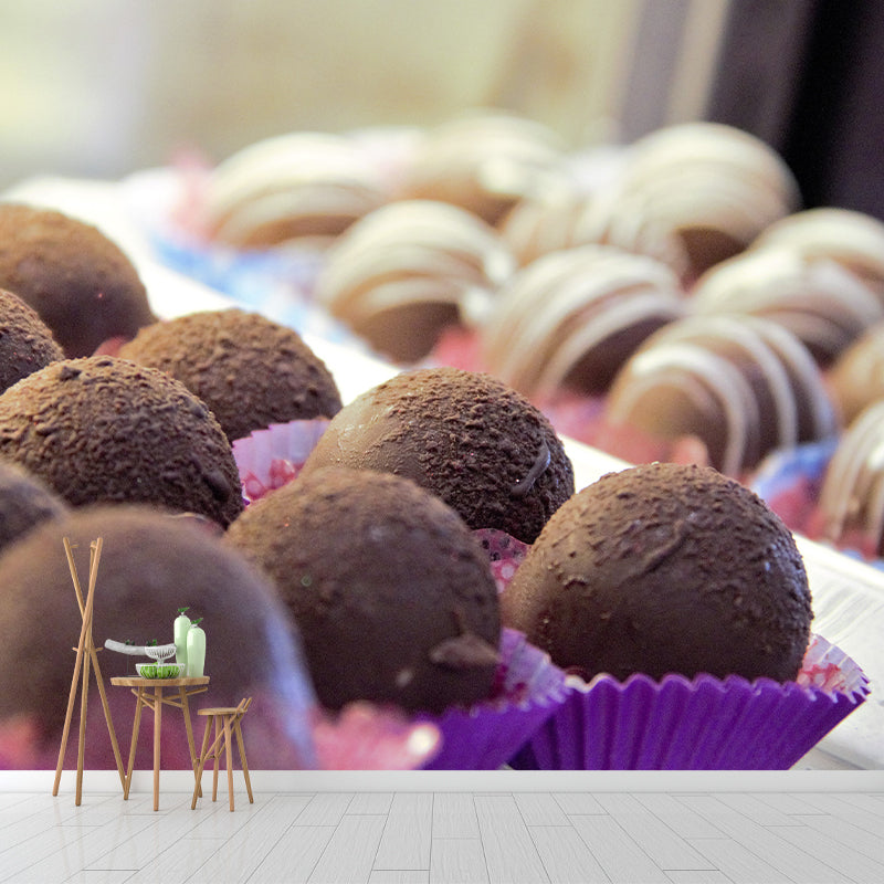 Modern Style Sweet Dessert Food Mural Stain Resistant Wallpaper for Commerce Shop