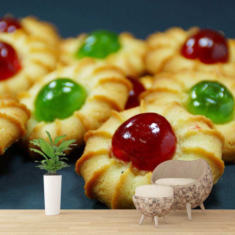 Modern Style Sweet Dessert Food Mural Stain Resistant Wallpaper for Commerce Shop