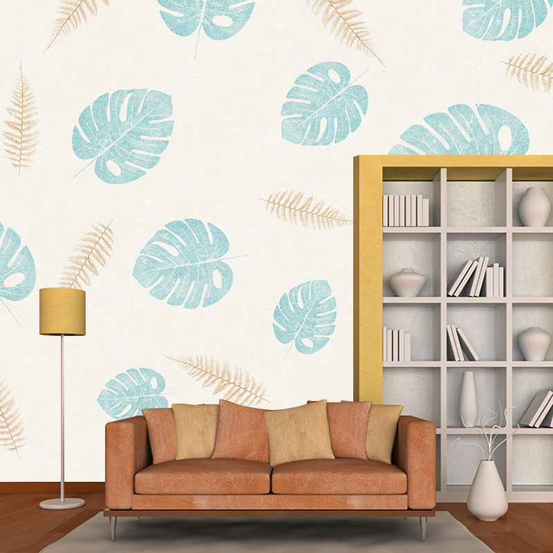 Plant Illustration Mural Wall Decor Mildew Resistant for Living Room Study Room