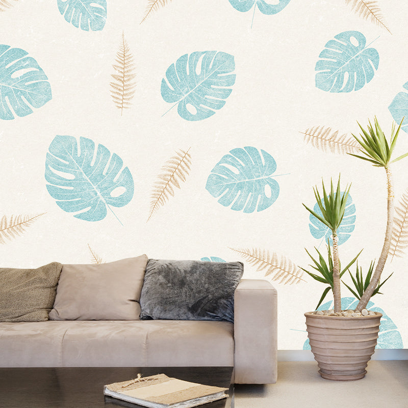 Plant Illustration Mural Wall Decor Mildew Resistant for Living Room Study Room