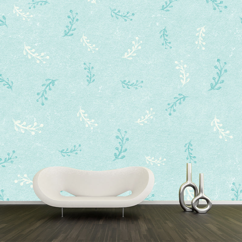 Plant Illustration Mural Wall Decor Mildew Resistant for Living Room Study Room