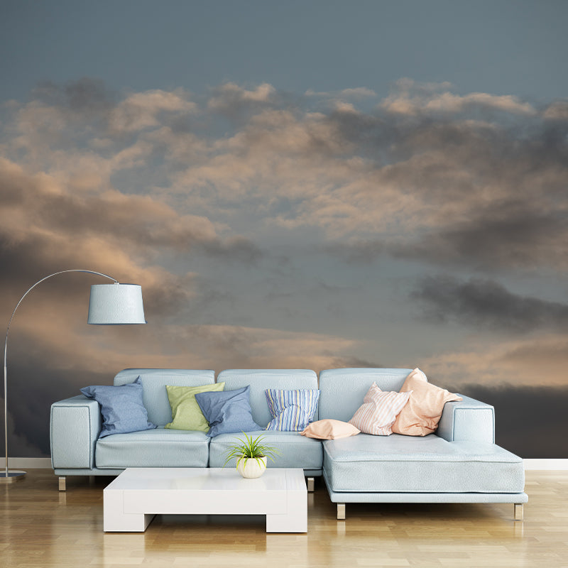 Simple Style Sky Mural Decal Stain Resistant Wallpaper for Living Room Wall Art