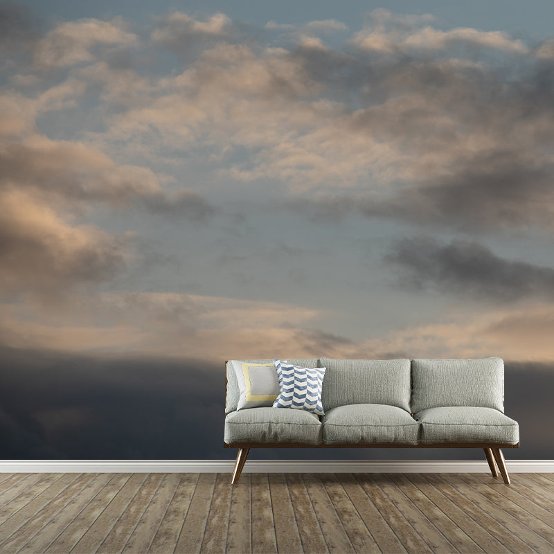 Simple Style Sky Mural Decal Stain Resistant Wallpaper for Living Room Wall Art