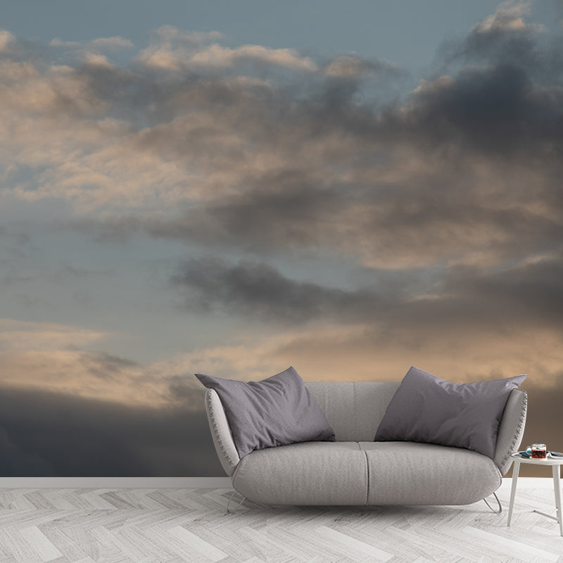 Simple Style Sky Mural Decal Stain Resistant Wallpaper for Living Room Wall Art