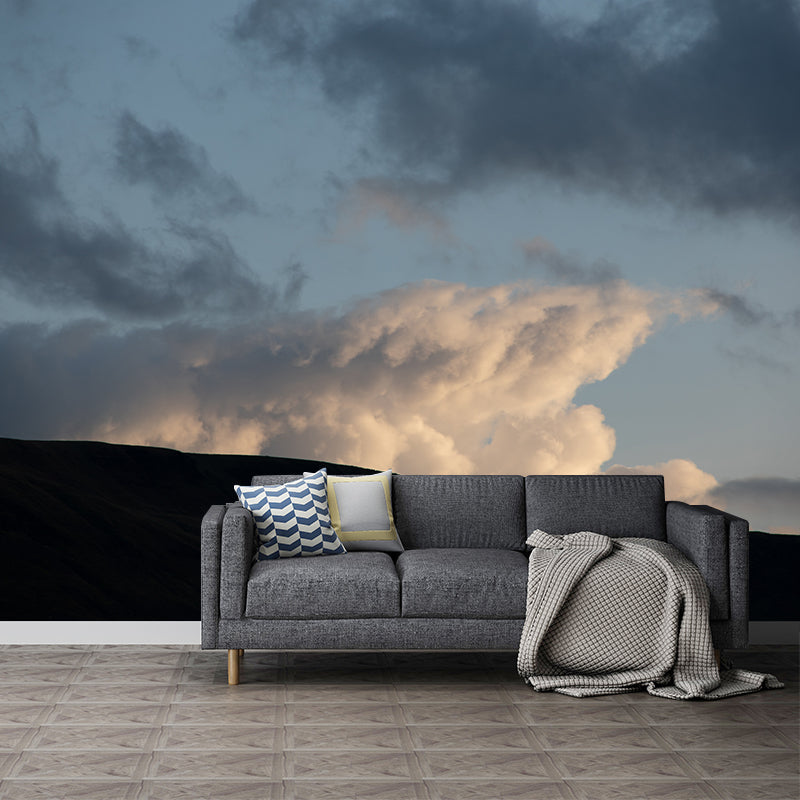 Simple Style Sky Mural Decal Stain Resistant Wallpaper for Living Room Wall Art