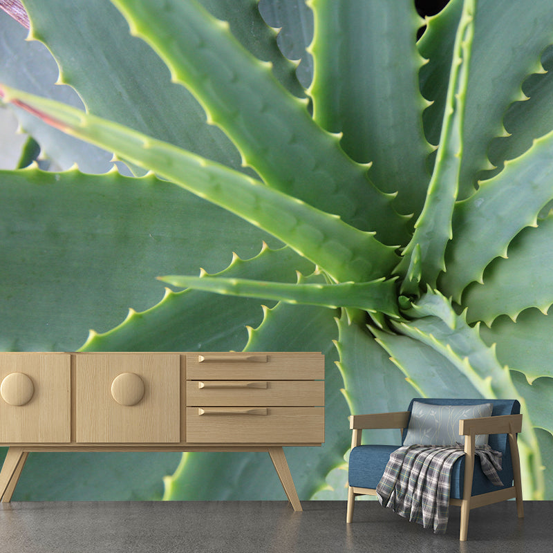 Green Plant Mural Wallpaper for Dining Room Reading Room, Custom Size Available