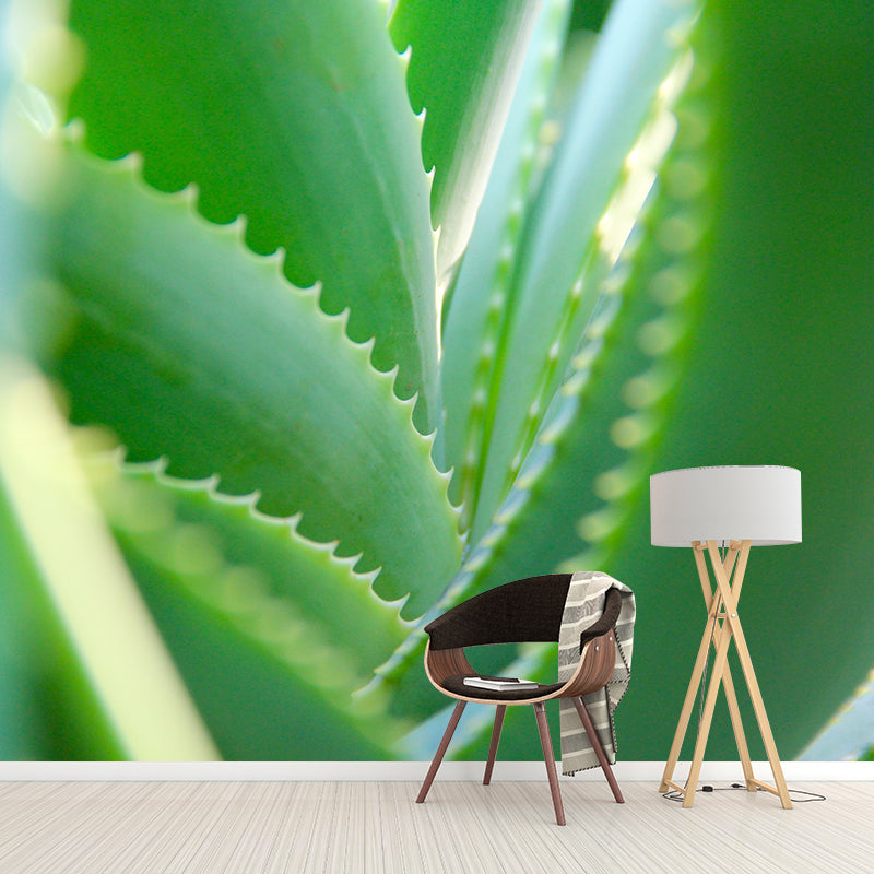 Green Plant Mural Wallpaper for Dining Room Reading Room, Custom Size Available