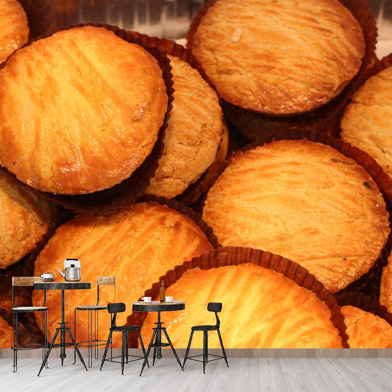 Sweet Dessert Mural Wallpaper Contemporary Wall Covering for Bread Shop, Waterproofing