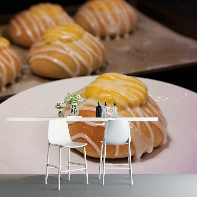 Sweet Dessert Mural Wallpaper Contemporary Wall Covering for Bread Shop, Waterproofing