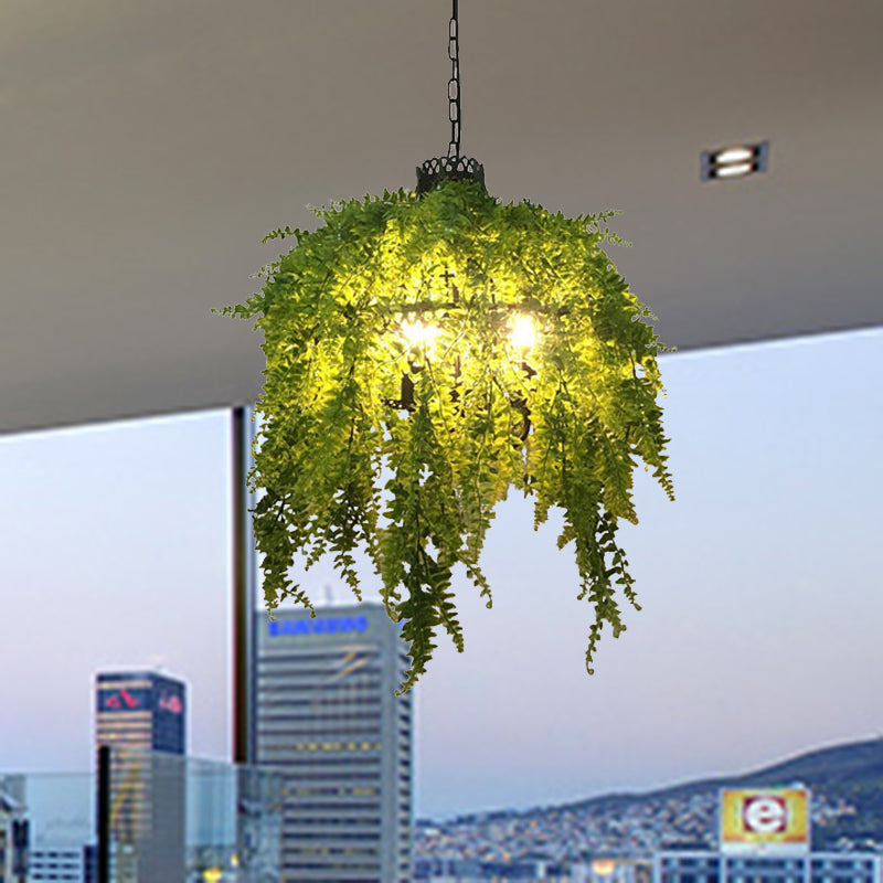 Groene 3 koppen kroonluchter lamp antieke metalen planten LED -verlichtingshanger voor restaurant voor restaurant