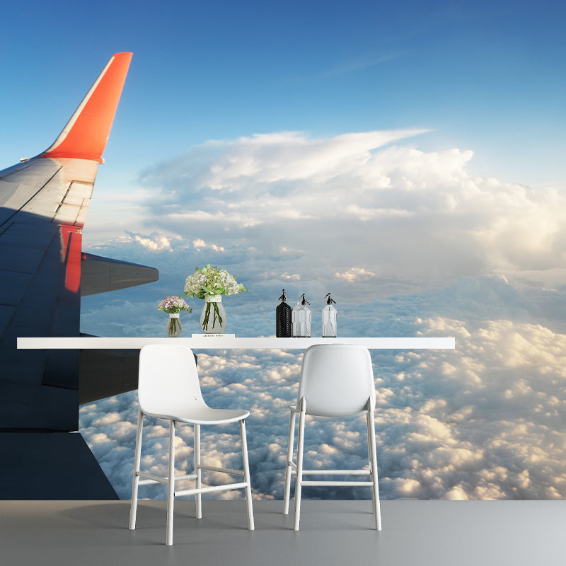 Plane Transportation Mural Stain Resistant Meeting Room Wall Decor, Made to Measure