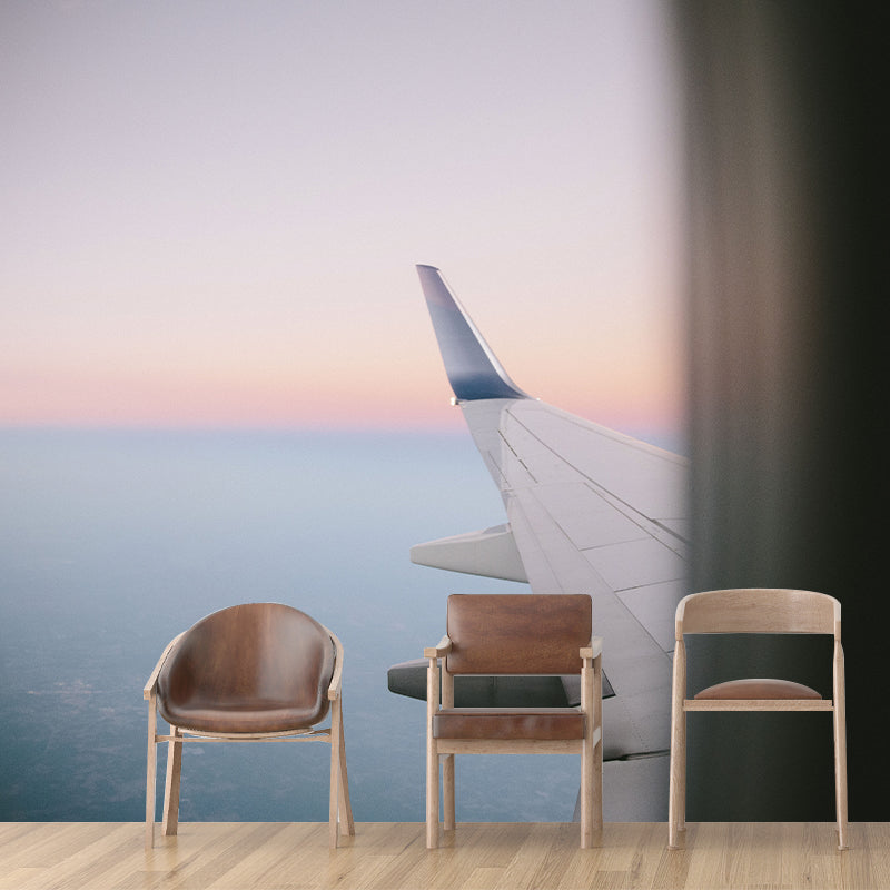 Plane Transportation Mural Stain Resistant Meeting Room Wall Decor, Made to Measure