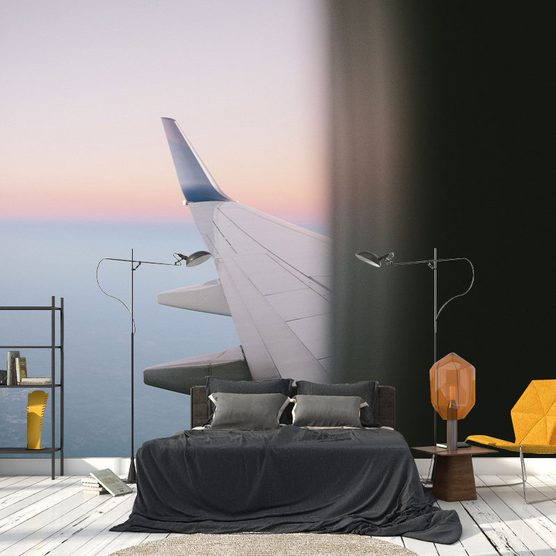 Plane Transportation Mural Stain Resistant Meeting Room Wall Decor, Made to Measure