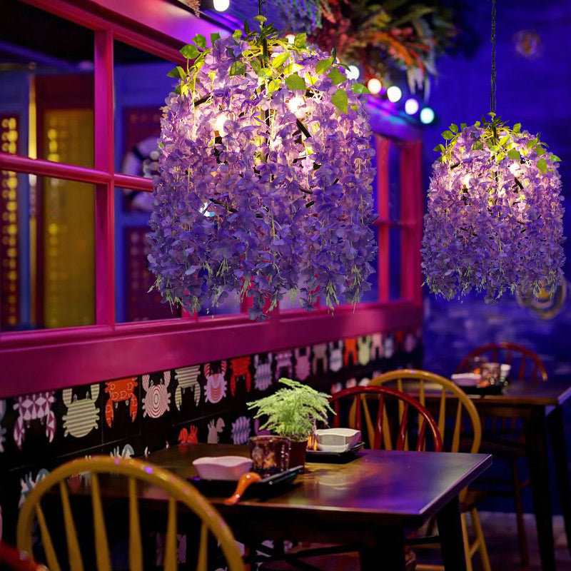 3 bollen metaal kroonluchter verlichting retro paarse bloesem restaurant led hangend plafondlicht