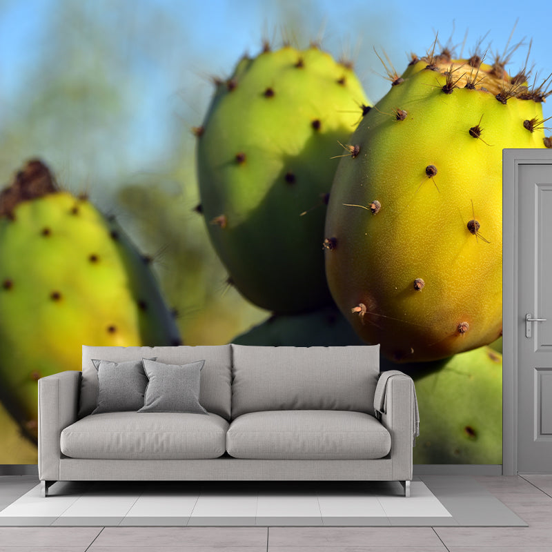 Tropical Cactus Mural Decal Moisture Eco-friendly Wallpaper Resistant for Dining Room