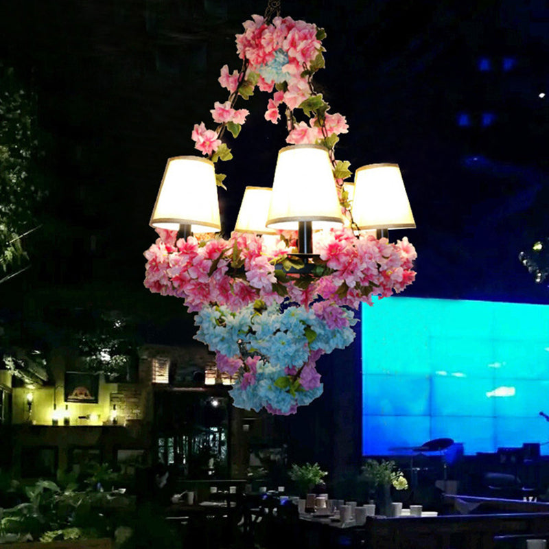 CONE RESTAURANTE DEL RESTAURADOR DE LA ILUMENTA DE ILUMENTA Vintage Metal 6 luces Pink Cherry Blossom LED STIffension Lámpara de suspensión