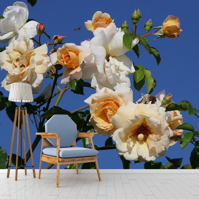 Rose Wall Mural Stain-Resistant Wall Decor for Guest Room, Personalized Size Available