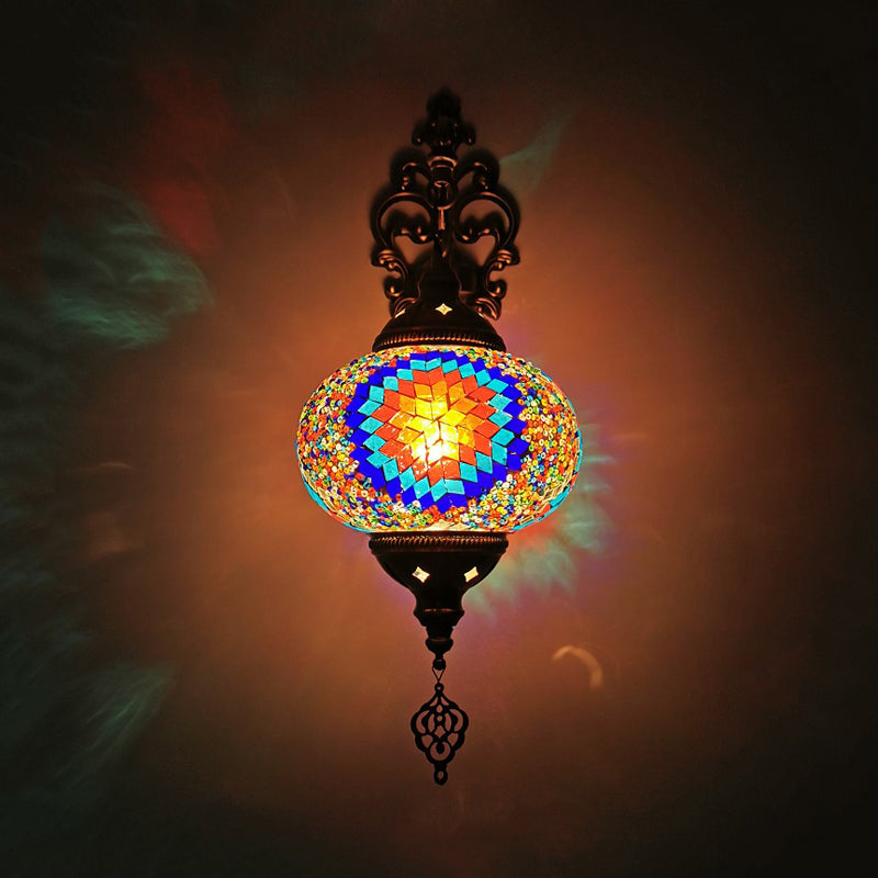 Applique murale d'intérieur Globe en verre teinté Vintage, 1 lumière, blanc/rouge/Orange, éclairage mural
