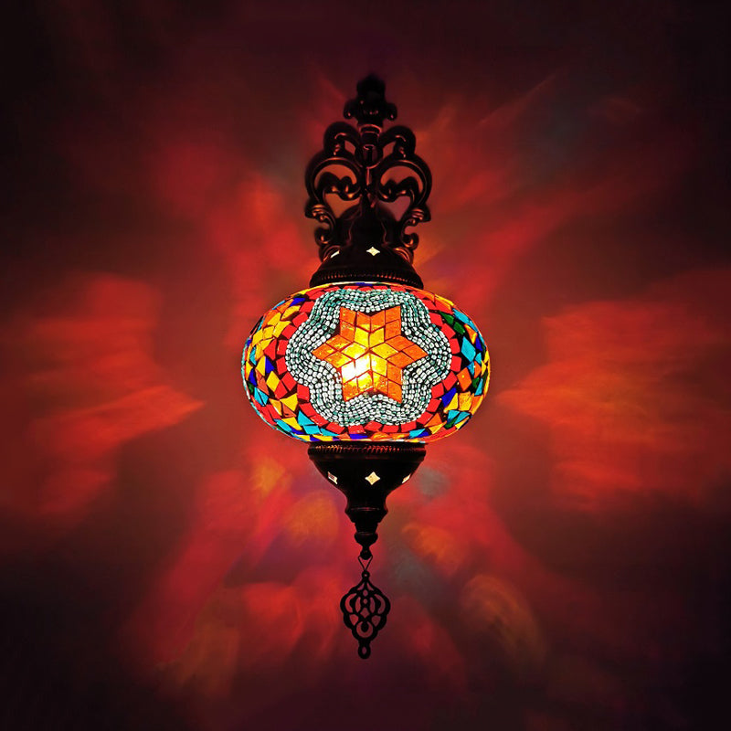Applique murale d'intérieur Globe en verre teinté Vintage, 1 lumière, blanc/rouge/Orange, éclairage mural