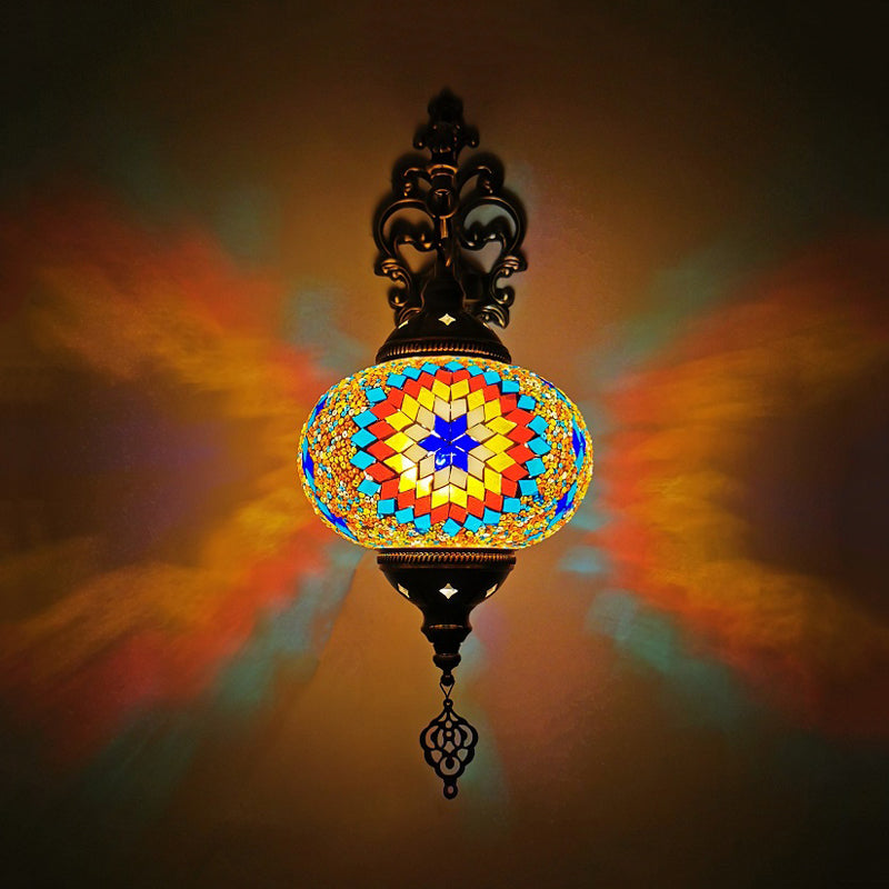 Applique murale d'intérieur Globe en verre teinté Vintage, 1 lumière, blanc/rouge/Orange, éclairage mural