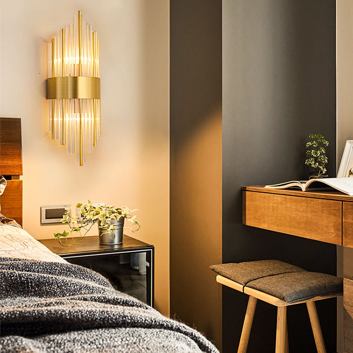 2 lichten Crystal Flush Mount Wall Sconce in zwart/gouden postmodern sconce licht