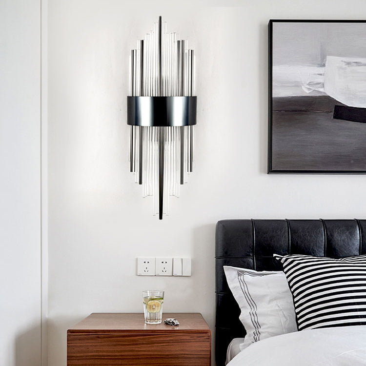 2 lichten Crystal Flush Mount Wall Sconce in zwart/gouden postmodern sconce licht