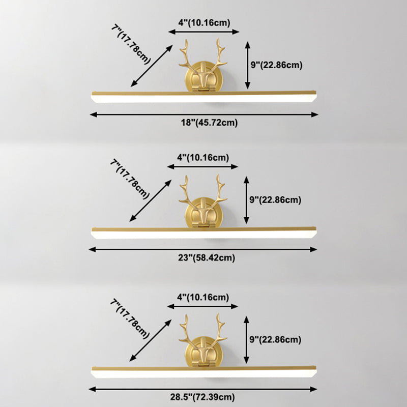 Brass LED Wall Sconce Wall Light Fixtures Metallic Sconce Lighting for Bathroom
