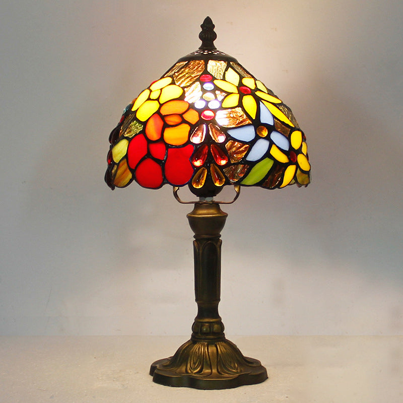 Schüssel Nachttisch Lampe Single-Bulb Buntglas Tiffany Tisch leichte Ideen für das Restaurant