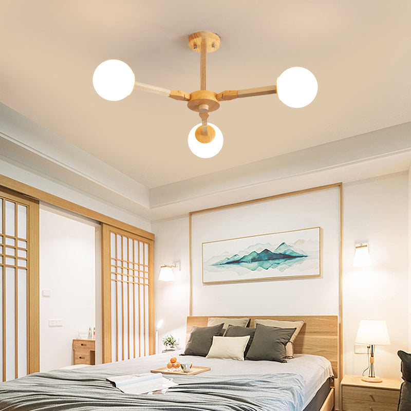 Holzkugel geformt Kronleuchter Anhänger Leicht moderne Deckenheizlicht in Holz