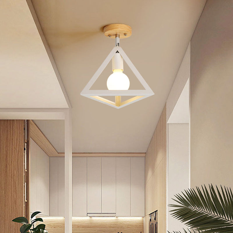 Modern Shaded Ceiling Flush Mount Light Wood Aisle Ceiling Mounted Fixture in Wood