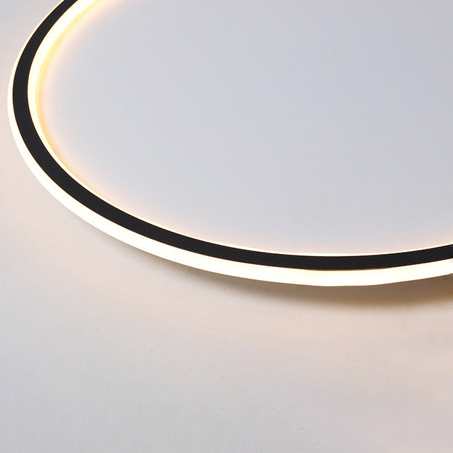 Circular Flush Ceiling Light Fixture Modern Metal LED Black Flush Mount Light Fixture