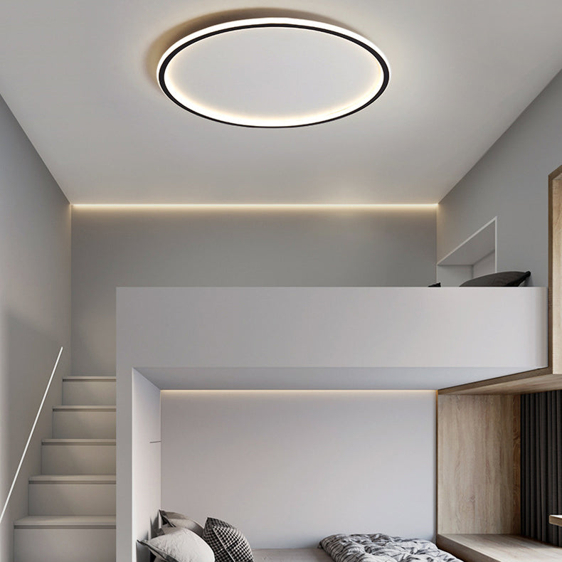 Circular Flush Ceiling Light Fixture Modern Metal LED Black Flush Mount Light Fixture