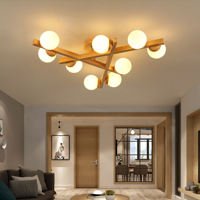 Madera Global Semi Flush Lighture Fixture Modern Style Wooden Semi Flush Mount Lighture