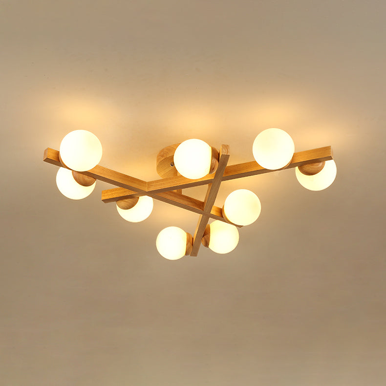 Madera Global Semi Flush Lighture Fixture Modern Style Wooden Semi Flush Mount Lighture