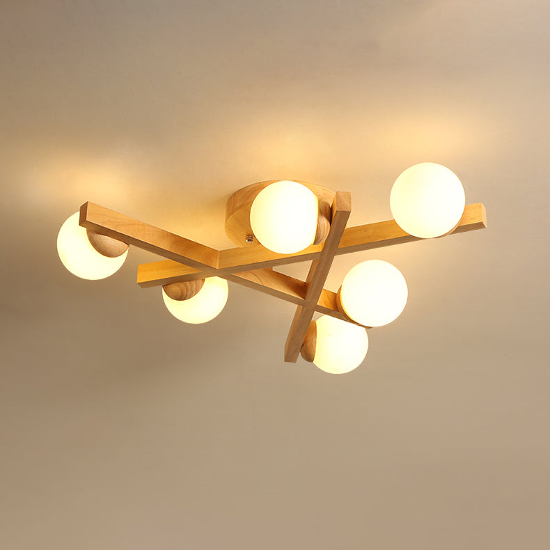 Madera Global Semi Flush Lighture Fixture Modern Style Wooden Semi Flush Mount Lighture