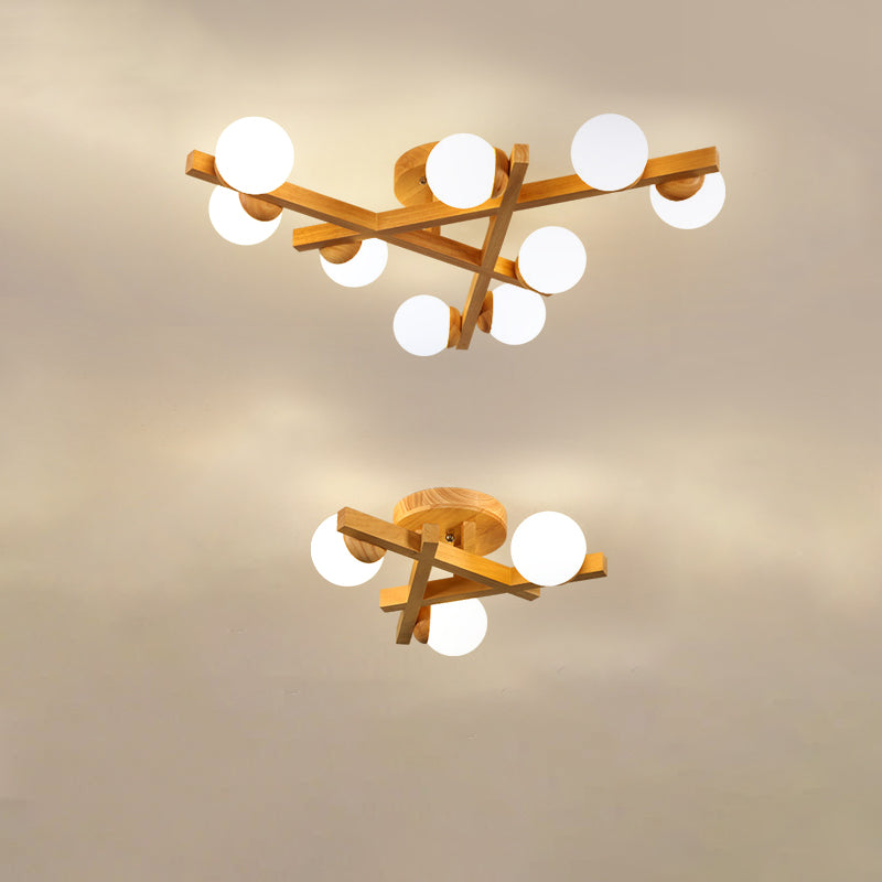 Madera Global Semi Flush Lighture Fixture Modern Style Wooden Semi Flush Mount Lighture