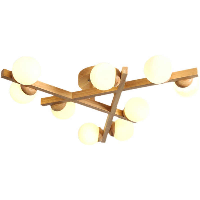 Madera Global Semi Flush Lighture Fixture Modern Style Wooden Semi Flush Mount Lighture