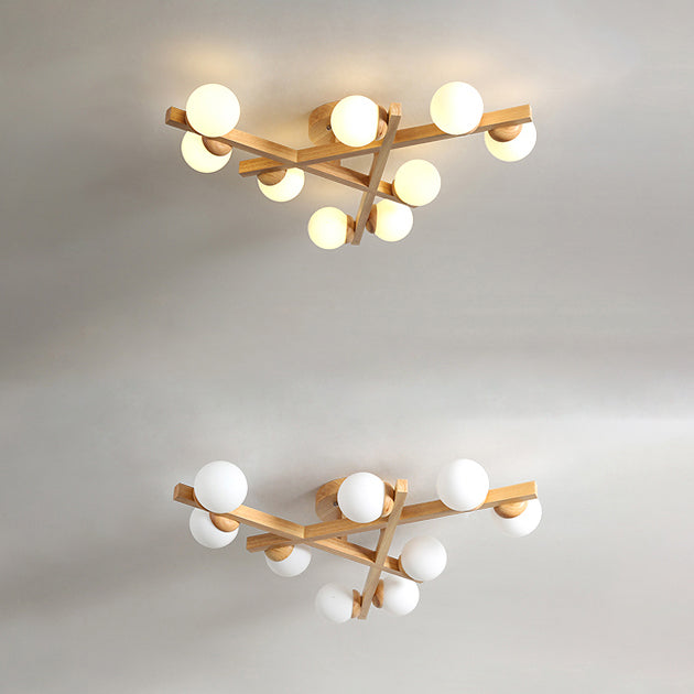 Madera Global Semi Flush Lighture Fixture Modern Style Wooden Semi Flush Mount Lighture