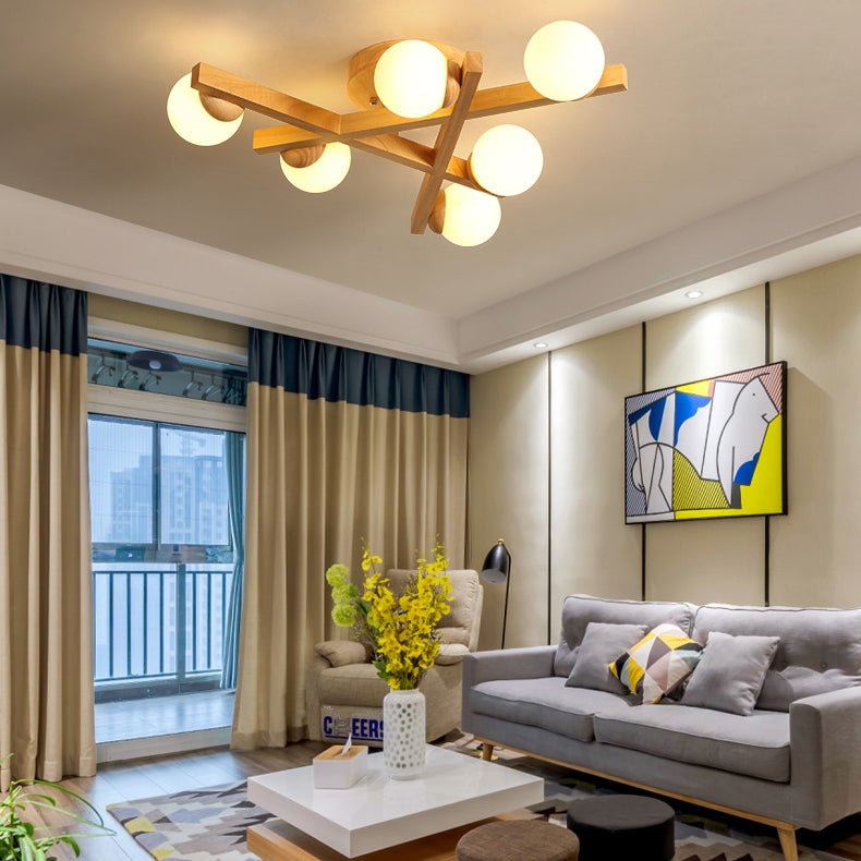 Madera Global Semi Flush Lighture Fixture Modern Style Wooden Semi Flush Mount Lighture