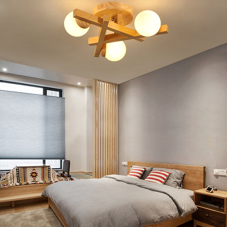 Madera Global Semi Flush Lighture Fixture Modern Style Wooden Semi Flush Mount Lighture