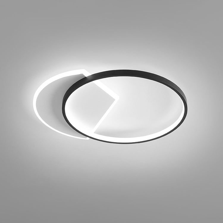 Luminaire encastré rond plafonnier de chambre à coucher LED en métal moderne, Noir et blanc