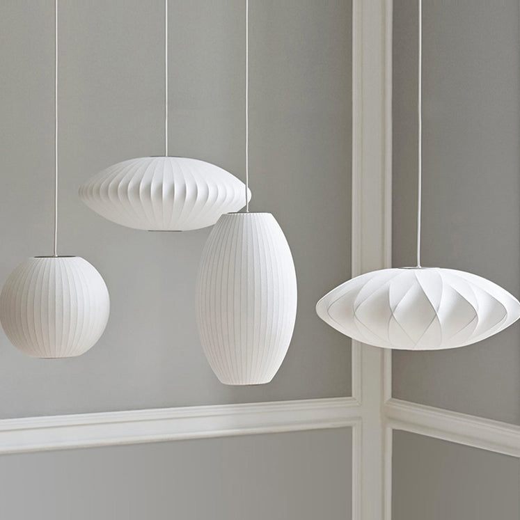 Zeitgenössische schattierte Suspension Anhänger Leichter Stoff Esszimmer Hanges Lichtkit in Weiß