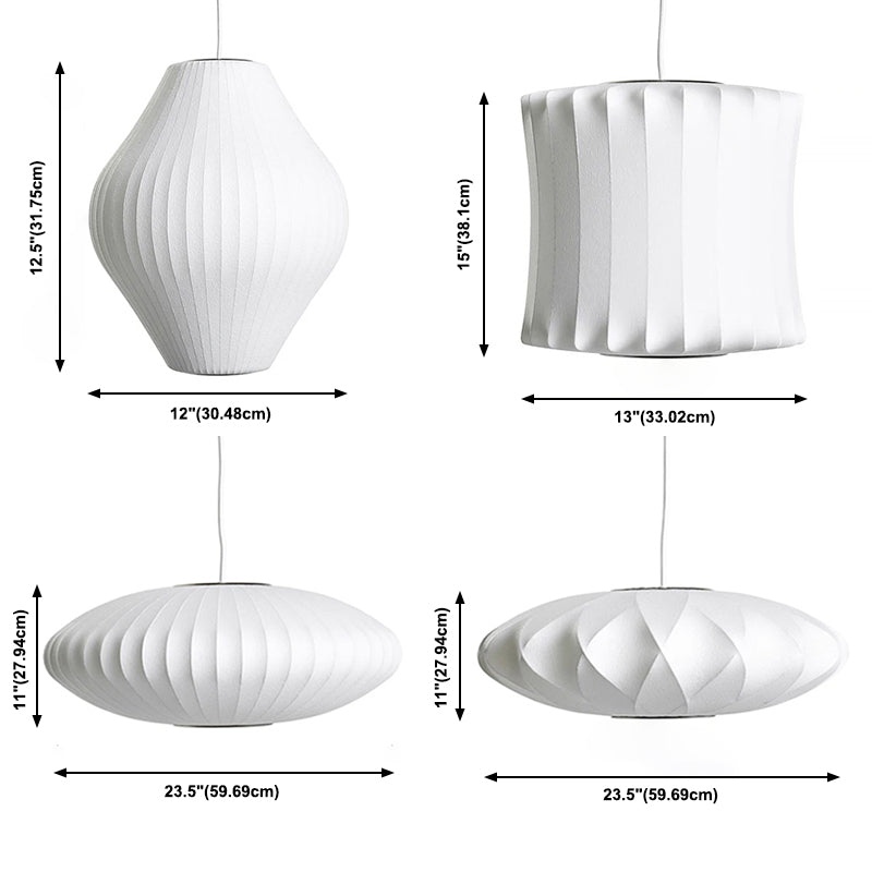 Zeitgenössische schattierte Suspension Anhänger Leichter Stoff Esszimmer Hanges Lichtkit in Weiß