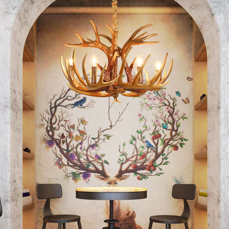 Rustic Antler Chandelier Light Fixtures Multi-Head Chandelier Pendant Lamp for Restaurant