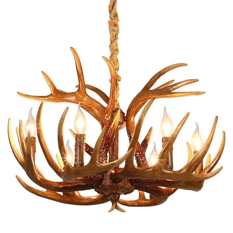 Rustic Antler Chandelier Light Fixtures Multi-Head Chandelier Pendant Lamp for Restaurant
